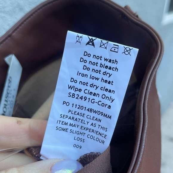 House Of CB CORA TAN VEGAN LEATHER TROUSERS New With Tags! - Picture 7 of 7